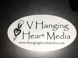 5" V Hanging Heart Media Sticker